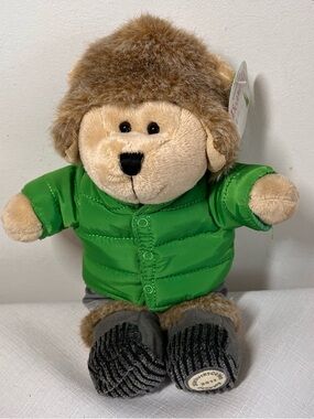 Starbucks BARRISTA Bear in Green Puffer Jacket - plush Toy. 10”